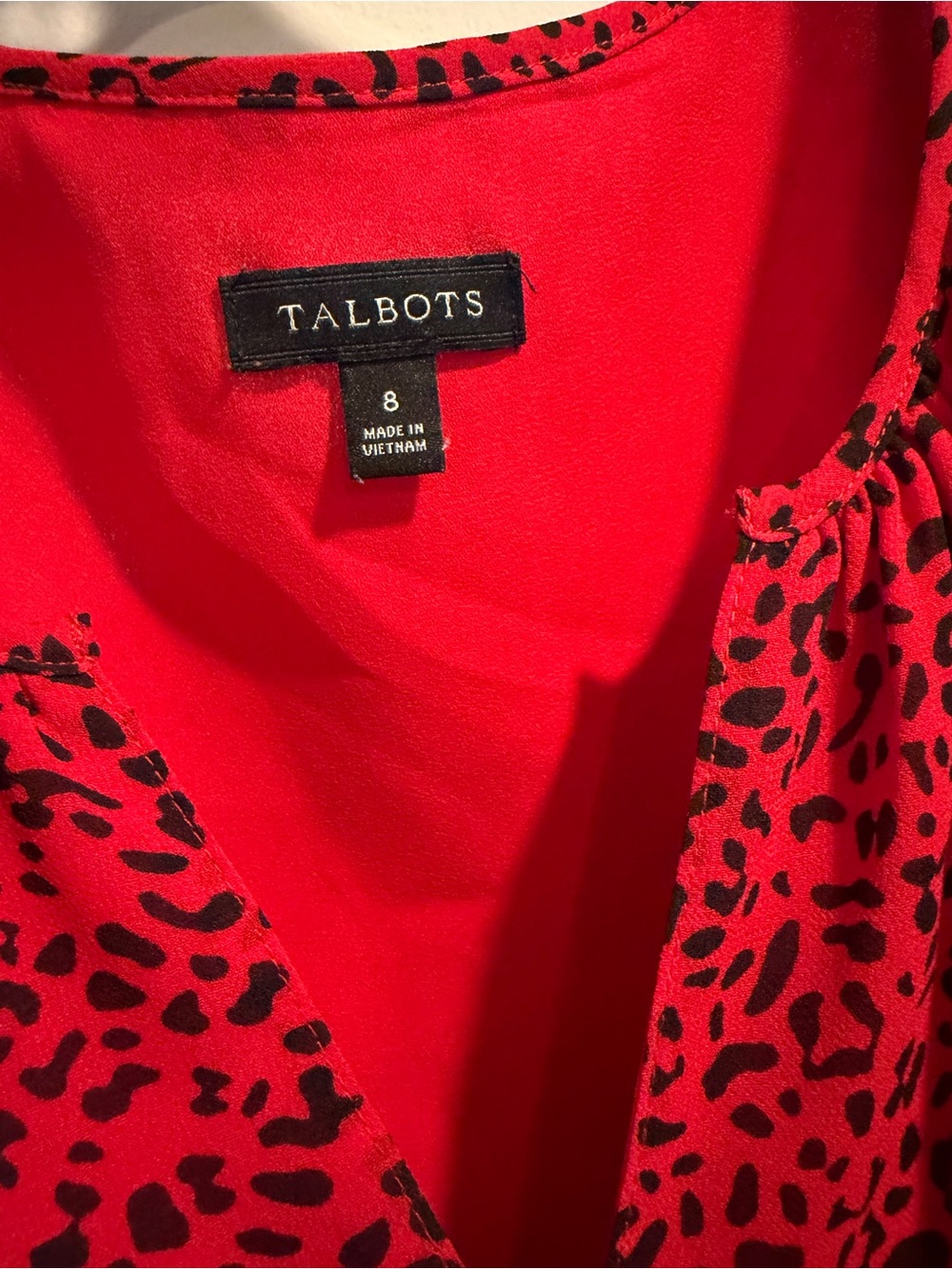 Talbots Red Midi Dress with Black Speckle Print - Picture 2 of 2